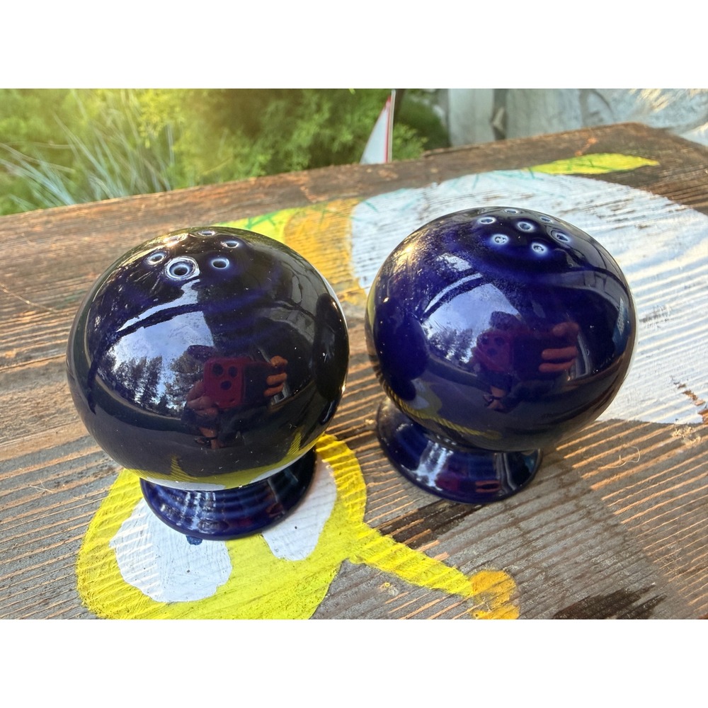Vintage Fiestaware Cobalt Blue Salt and Pepper Shakers Original Fiesta